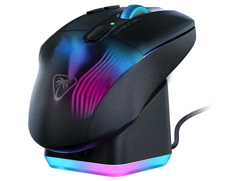 Turtle Beach Kone XP Air Wireless Customizable Ergonomic RGB Gaming Mouse, Bluetooth, 19K DPI Optical Sensor, 100-hour Battery & Charging Dock, 29 Programmable Inputs & RGB Lighting, 4D Wheel – Black