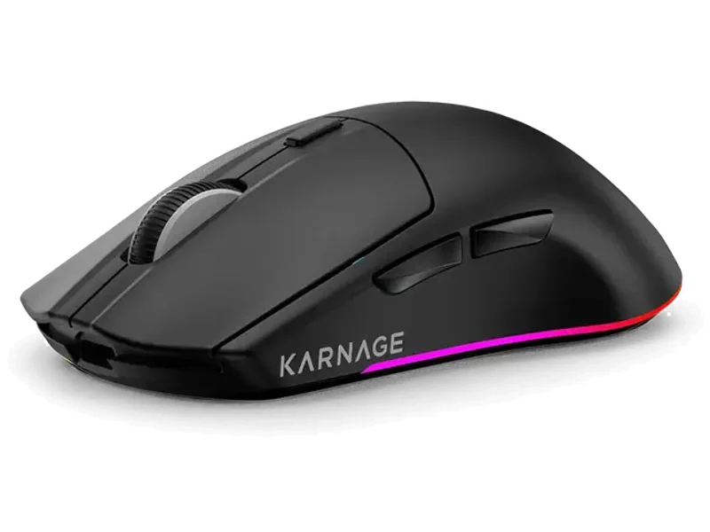 KARNAGE by EVM Templar Tri-Mode Wireless RGB Gaming Mouse | 12800 DPI | 65g Lightweight | BT + 2.4G + Wired | 9+1 RGB Modes | Software | 20M Huano | 1000Hz Polling | PC/Mac | Black | 2 Yr Warranty