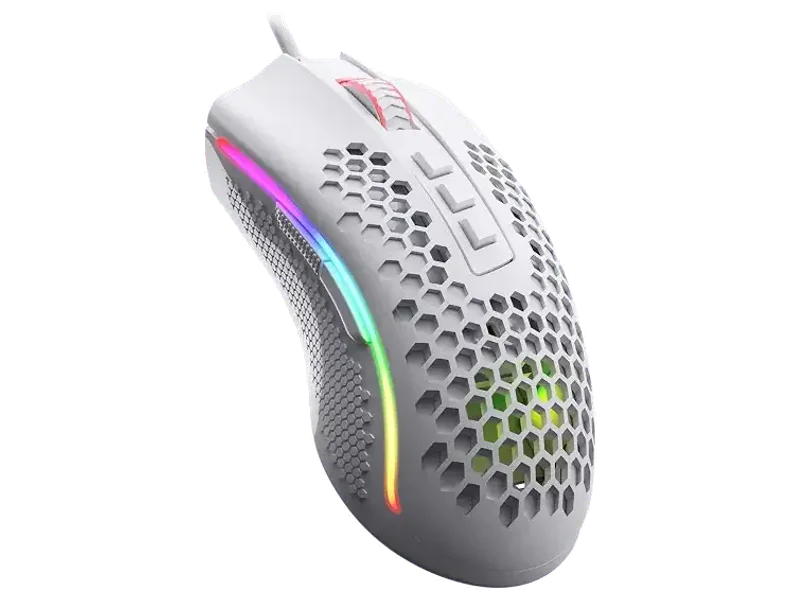 Redragon M808 Storm Lightweight RGB USB Gaming Mouse with 85g Ultralight Honeycomb Shell, 12400 DPI Optical Sensor, 7 Programmable Buttons, Precise Registration, Super-Lite Cable (White)