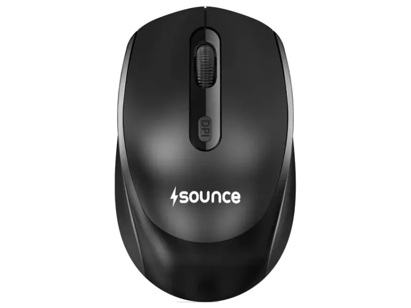 sounce Quantum | SNC-TOD23WLOPTCLMICEBLK Ergonomic Optical Gaming Mouse with 1600 DPI Precision Sensor, Silent Click Buttons, Smooth Scroll Wheel,500mAh Rechargeable Battery for Office Use With Bluetooth