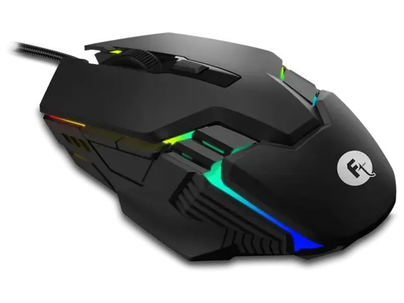 Frontech 6-Button USB Wired Mouse with 3600 DPI, 7-Color Rainbow LED Wired Ergonomic Optical Gaming Mouse