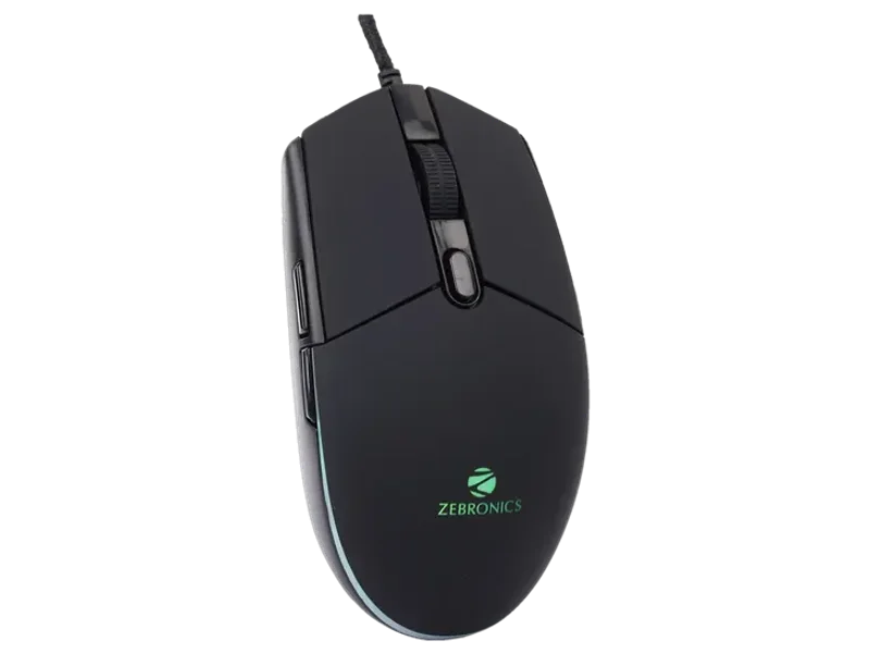 ZEBRONICS War-M Wired Ambidextrous Optical Gaming Mouse Wired Gaming Mouse, 4200 DPI, 6 Buttons, Gold Plated, RGB, Ergonomic Design