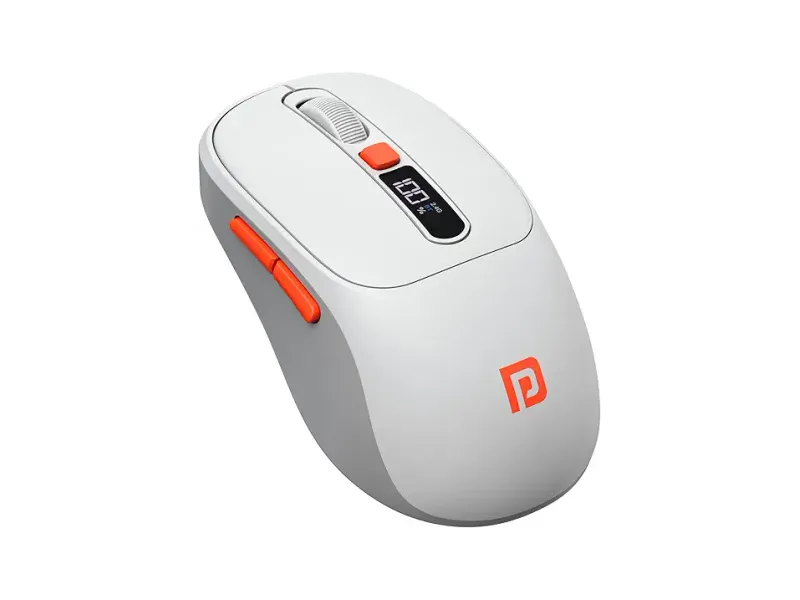 Portronics Toad 9 Wireless Bluetooth Mouse with Dual Wireless (BT + 2.4 GHz), Smart LED Display, Rechargeable Battery, Forward & Back Button, Multi-Device Pair, Upto 4800 Dpi Sensitivity(White)