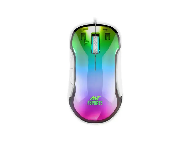 Ant Esports GM610 Wired Ambidextrous Optical Gaming Mouse 7D Crystal Full RGB, Instant 825 Chip, 7 Adjustable DPI Up to 12800