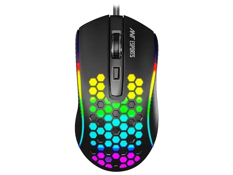 Ant Esports GM80 V2 Wired Gaming Mouse with RGB Lighting, Up to 3600 DPI, 4 Adjustable DPI Levels, 4 Buttons, 1.5m Cable, 3.5M Click Lifespan for PC & Laptop Gaming