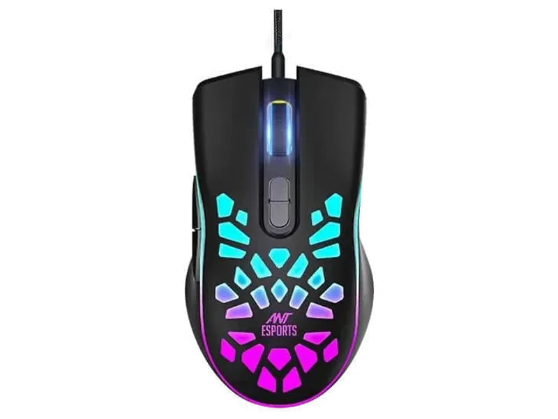 ANT ESPORTS GM80 Wired Ergonomic RGB Gaming Mouse ( GM80 ) ( 3600DPI / 7 Macro Buttons ) (Black )