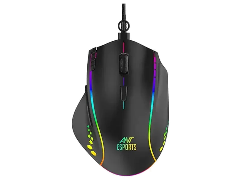 ANT ESPORTS GM600 Wired Ergonomic Optical Gaming Mouse ( GM600-RGB-BLACK ) ( 7200DPI / 7 Macro Buttons ) ( Black )