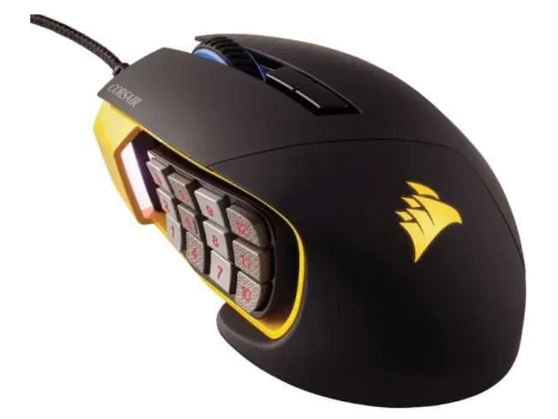 CORSAIR Scimitar Pro Wired Ergonomic RGB Gaming Mouse ( CH-9304011-NA ) ( 16000DPI / 17 Macro Buttons ) ( Yellow )