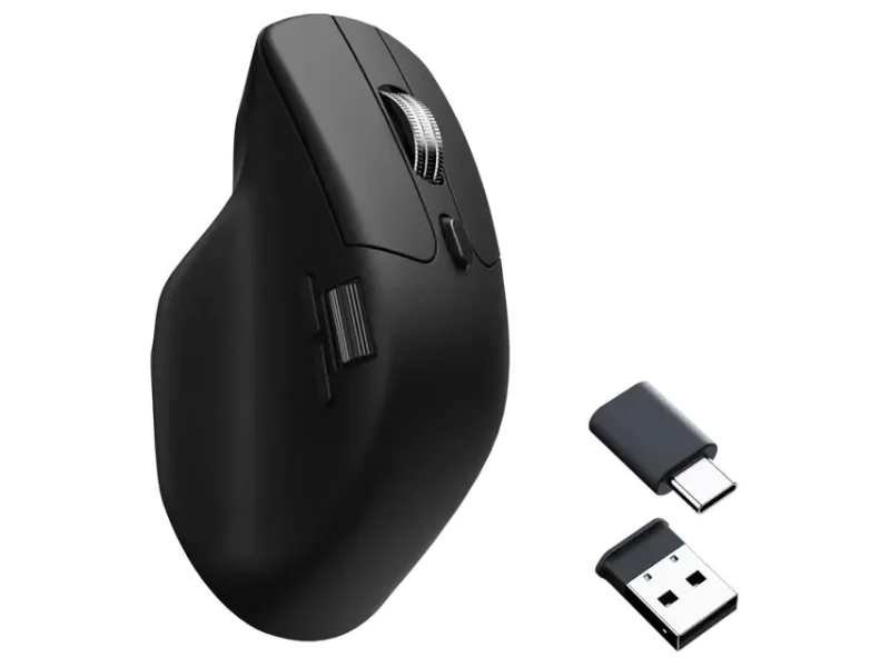 Keychron M6 Wireless Ergonomic Mouse, PixArt 3311 Sensor, 12000 DPI, 1000Hz Polling Rate, Bluetooth 5.3, 2.4GHz, USB Type-C, Black