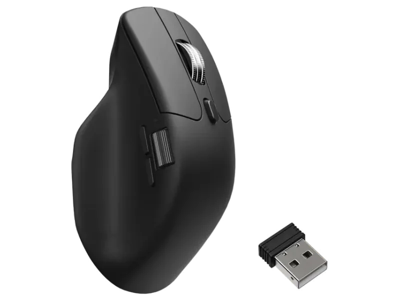 Keychron M6 Wireless Ergonomic Mouse, PixArt 3950 Sensor, 30000 DPI, 8000Hz Polling Rate, Bluetooth 5.3, 2.4GHz, USB Type-C, Black