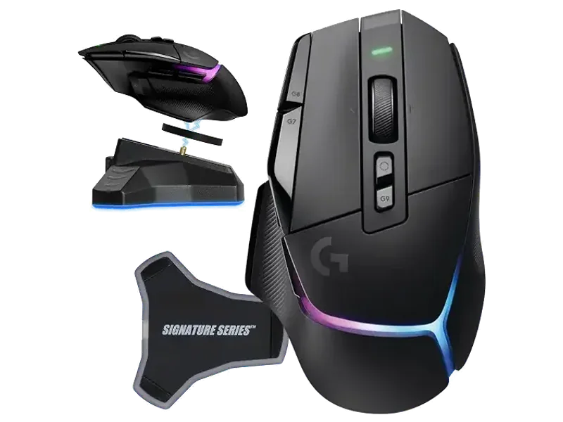 Logitech G502 X Plus Lightspeed Wireless Gaming Mouse, Black | Hero Sensor, 25,600 DPI, 13 Programmable Buttons, LIGHTFORCE Switches, RGB Lighting, PC/Mac | with Signature Series Charging Dock