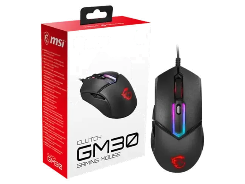 MSI Clutch GM30 Wired Ergonomic Gaming Mouse ( CLUTCH-GM30 ) ( 6200DPI / 6 Macro Button ) ( Black )