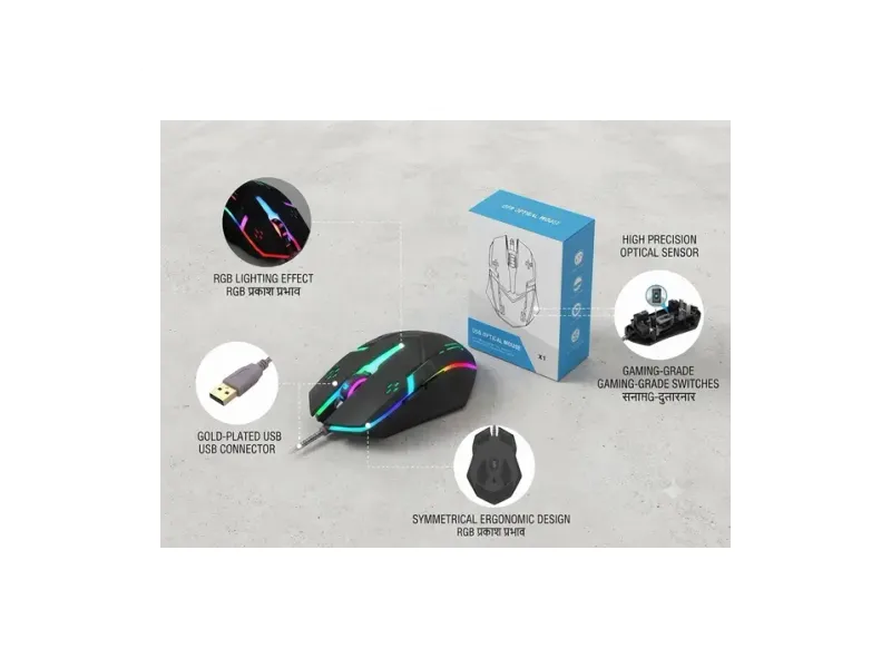 RAJGURUX RAJ X1 MOUSE Wired Ergonomic Optical Gaming Mouse