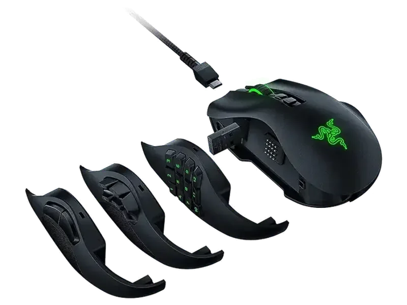 Razer Naga Pro Wireless Bluetooth Gaming Mouse: Interchangeable Side Plate w/ 2, 6, 12 Button Configurations - Focus+ 20K DPI Optical Sensor - Fastest Gaming Mouse Switch - Chroma RGB Lighting