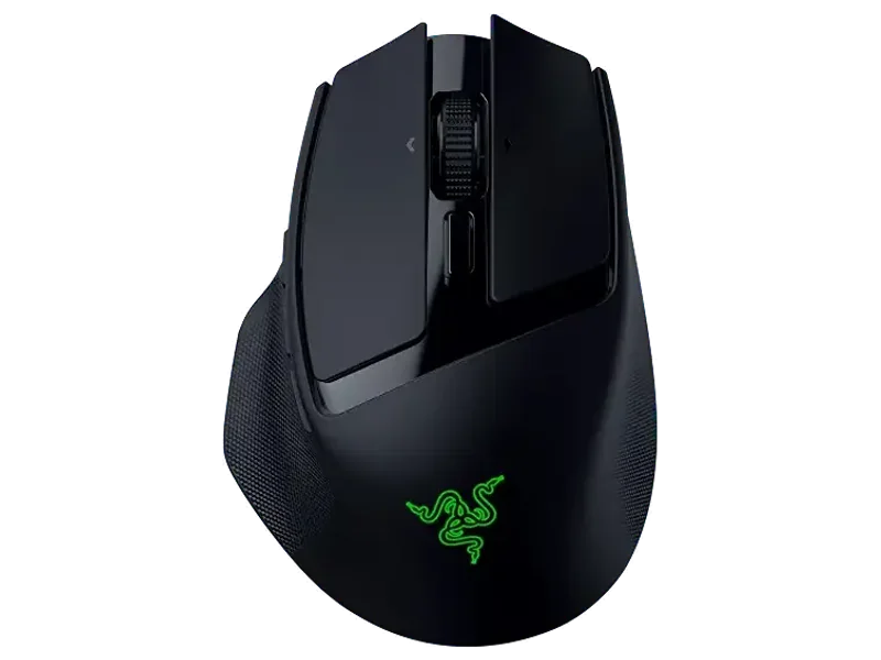 Razer Basilisk Mobile Portable Ergonomic Wireless Gaming Mouse: 10 Programmable Controls HyperScroll - Optical Switches Gen-3 - Long Battery Life - AI Prompt - 2.4 GHz, Bluetooth, USB C