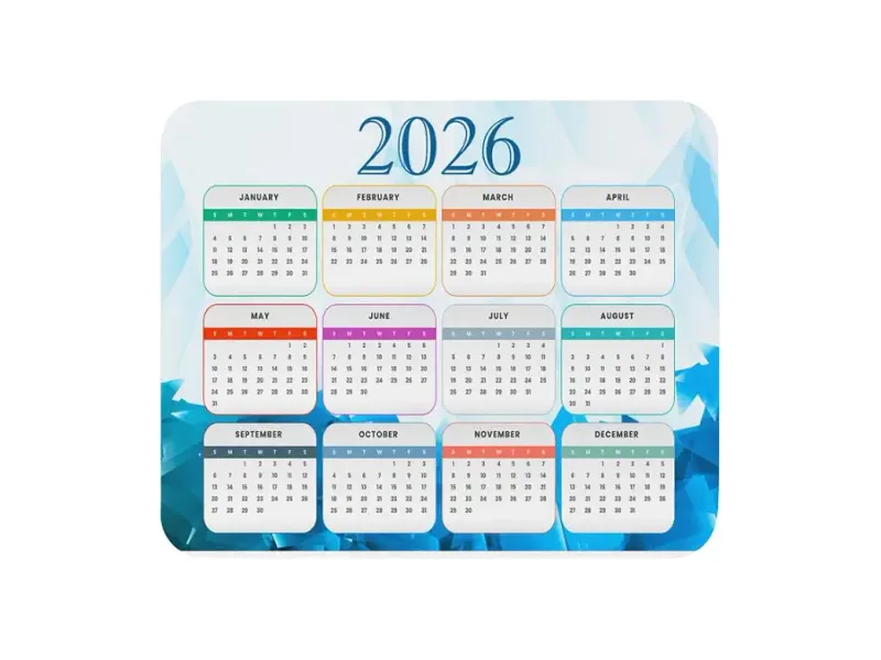 RISH - 2026 Calender Mouse Pad for Computer Accessories - Non-Slip-Resistant Rubber Base Printed Mousepad for Office and Workplace Gifting
