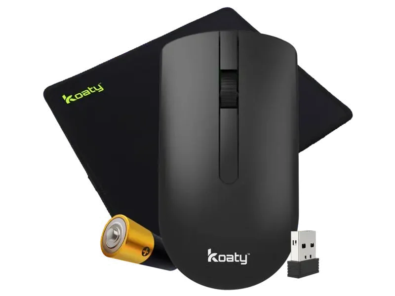 Koaty Combo of Mousepad & 2.4GHz Wireless Mouse WM115 with 30 lakhs click life, Ambidextrous Optical Gaming Mouse With Bluetooth