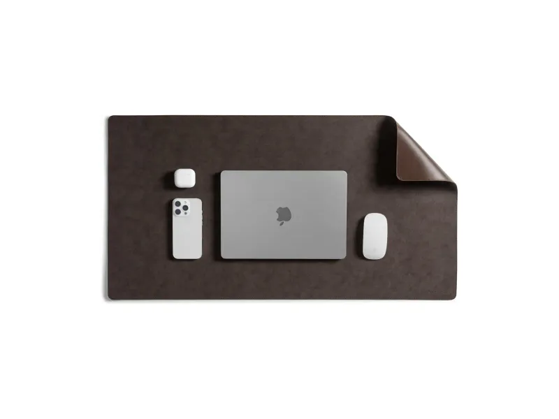 DailyObjects Reversible Desk Matte Sand Premium Vegan Leather Desk Mat|Anti-Skid|Anti-Slip|85 * 45cm|Spread Turf Desk/Laptop Mat for Work from Home/Gaming- Extended Mouse pad and Keyboard Desk-Brown