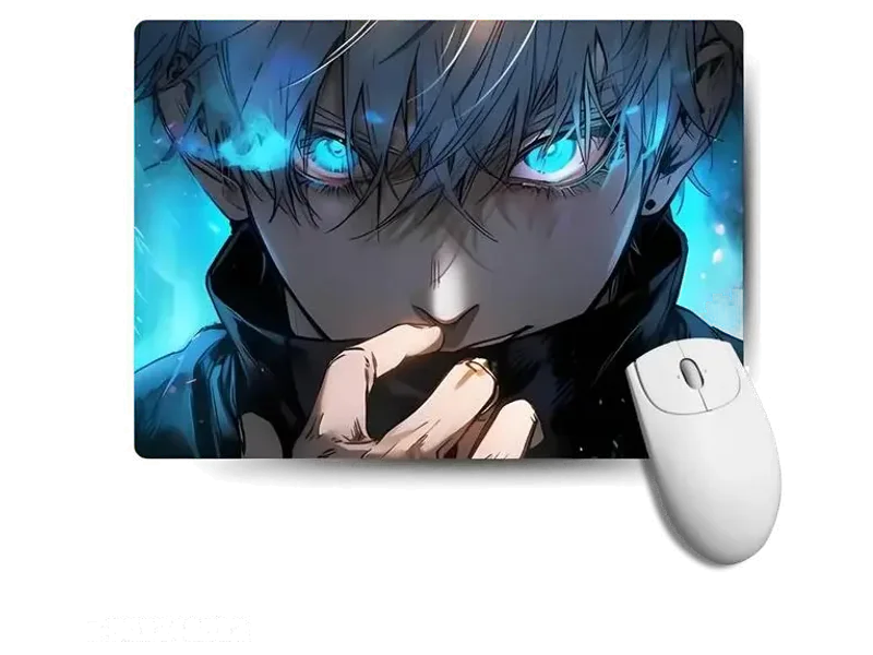 GROOFIEZ Premium Anime Mouse Pad Jujutsu Kaisen Gojo Blue Eye with Scarf Printed Mousepad Non Slip Base Mousepad