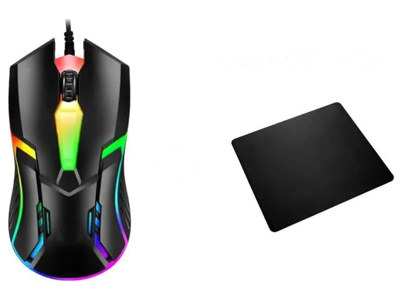 Nafco iVoomi USB Gaming Mouse, Multi color Lighting wired Mouse with mouse pad Wired Ergonomic Laser Gaming Mouse