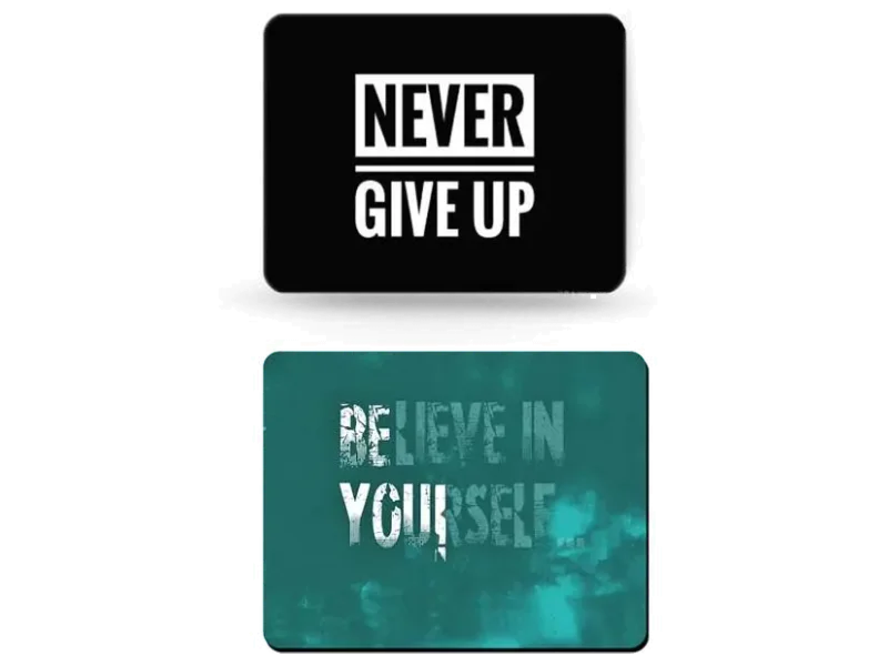 SMULY MOUSEPAD COMBO PACK OF 2 ( NEVER GIVE UP AND BELIVE IN YOURSELF Non Slip Base Mousepad