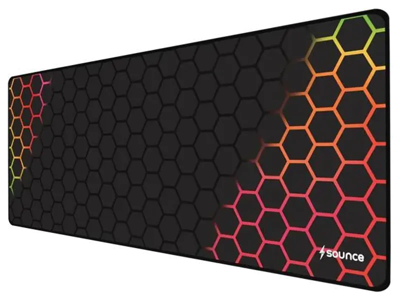 sounce Large Gaming Desk Mat Hexagonal Design | SNC-HXGNDSKPD-ORNGBLK Non Slip Base Mousepad