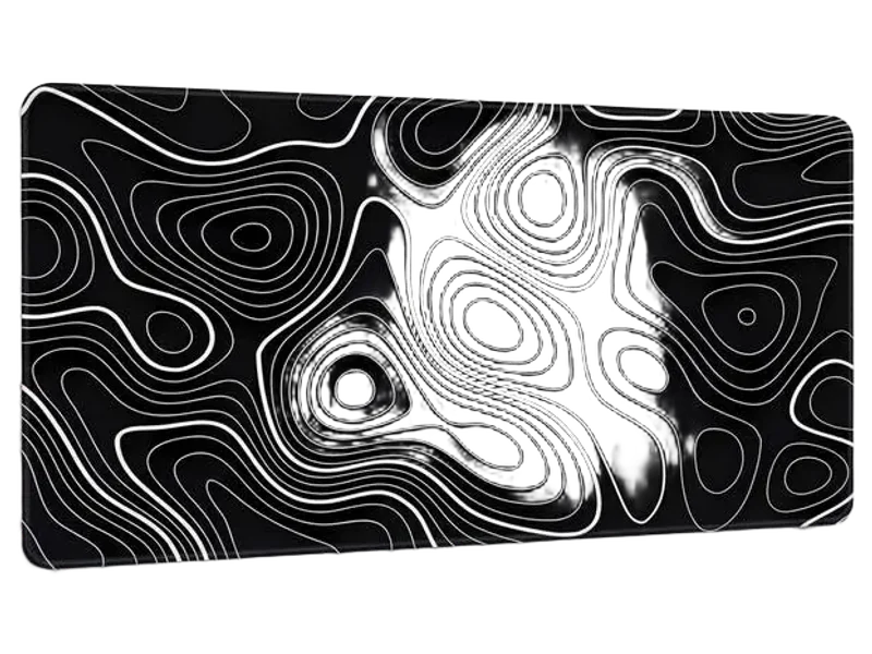 Teesown Abstract Topographic Line Large Gaming Mouse, Stitched Edges Non Slip Base Mousepad