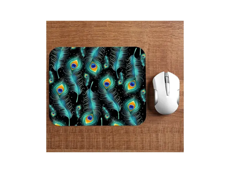 ZORI Peacock Feather White Background Gaming Mouse Pad for Computer Laptop PC| Work from Home/Office | Elegant Look |Anti-Skid, Anti-Slip, Rubber Base Non Slip Base Mousepad