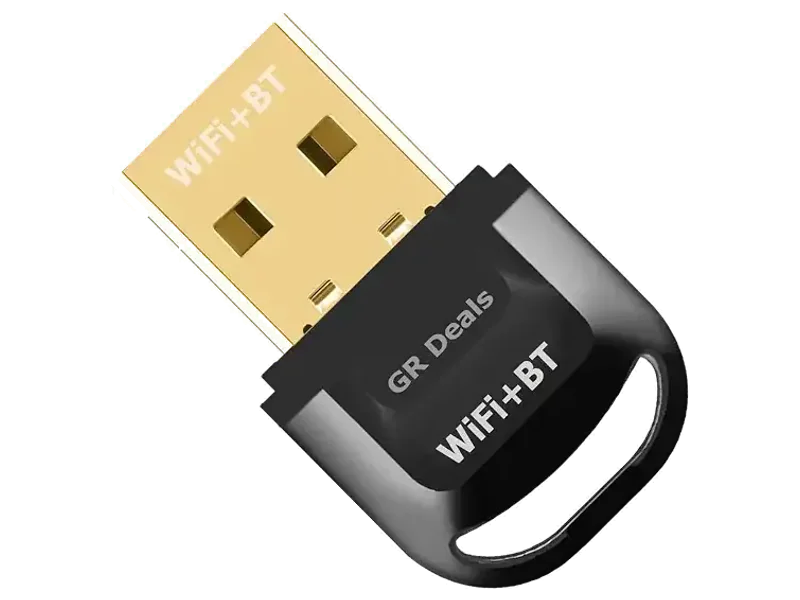 Dual Band 2.4/5Ghz USB WiFi+Bluetooth 5.2 Adapter. Plug & Play Dongle for PC, Laptops, Keyboards, Mice, Headsets. Long Range. (Black). (Pack of 1)