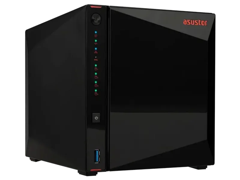 Asustor AS5404T Nimbustor 4 Gen2, 4 Bay NAS Storage, Quad-Core 2.0GHz CPU, 4xM.2 NVMe SSD Slots, 2x2.5GbE Ports, 4GB DDR4 RAM, Gaming Network Attached Storage, Home Personal Cloud Storage