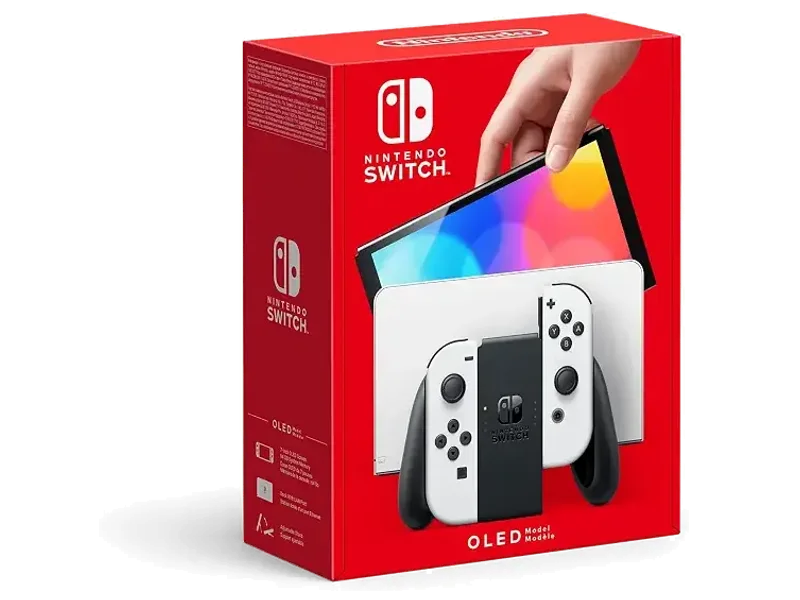Nintendo Switch OLED (1 Year Included Warranty) Online Gaming (White) – 7" OLED Screen, Enhanced Audio, 64GB Storage, Handheld & TV Docking