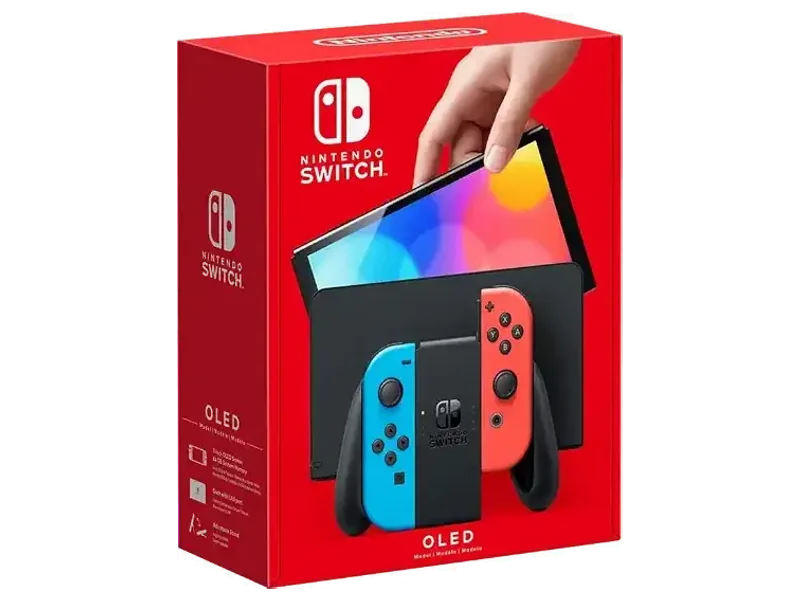 Nintendo Switch OLED Console with Neon Red/Blue Joy-Con