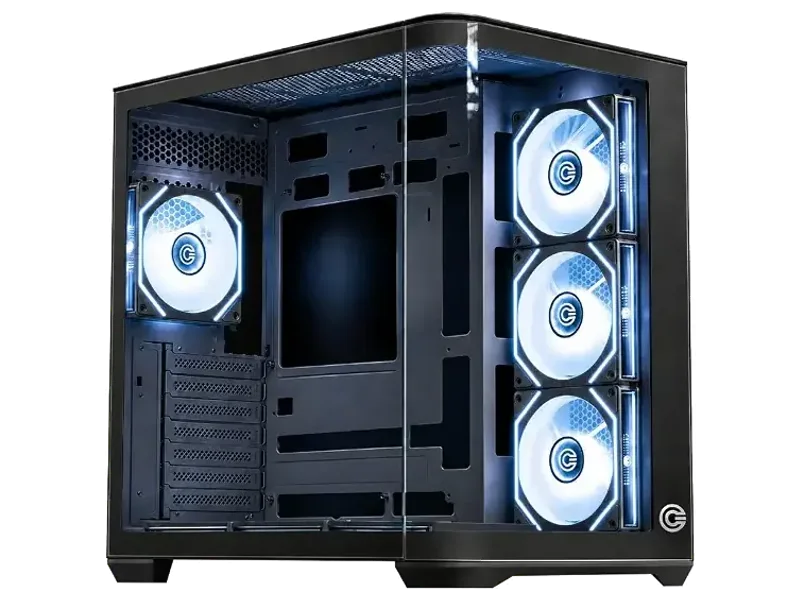 Circle Lucid Curve AX BTF Mid Tower | Gaming Cabinet - Black | Panoramic Curved Glass | Support ATX, M-ATX, ITX | Pre Installed 3X Front, 3X Bottom, 1X 120MM Infinity Mirror Fans
