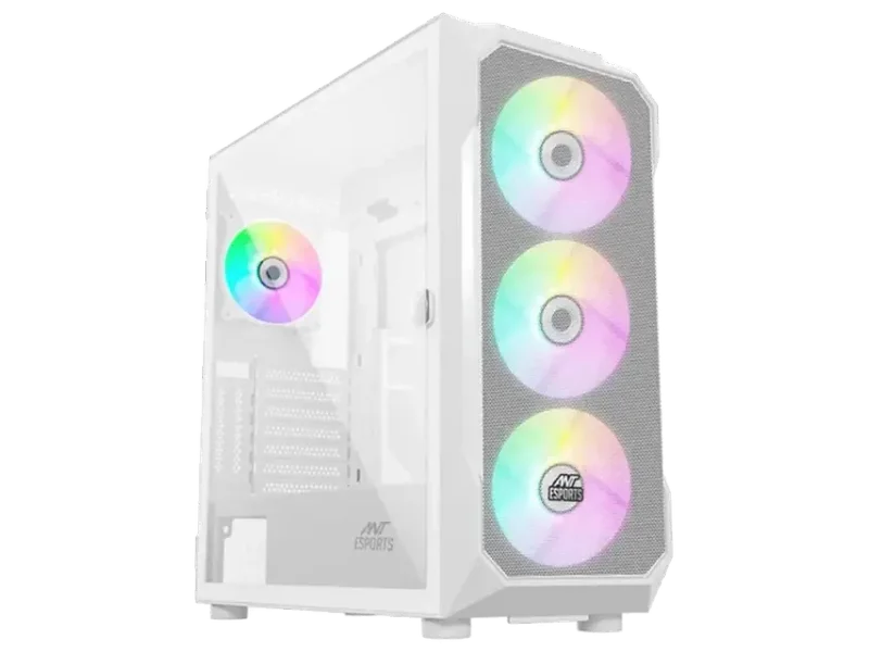 ANT ESPORTS ICE-410 TG Mesh ARGB EATX Mid Tower Cabinet (White)