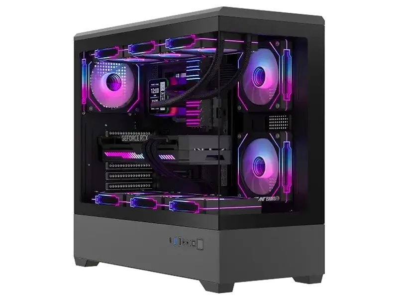 Ant Esports Crystal X6 Lite Mid-Tower Computer Case/Gaming Cabinet - Black | Support E-ATX, ATX, Micro-ATX, Mini-ITX | Pre-Installed 6 ARGB Fans
