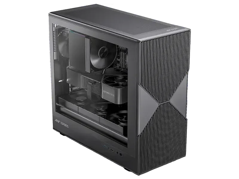 Ant Esports Titan FE Mid-Tower Computer Case/Gaming Cabinet - Black | Support ATX, M-ATX & Mini-ITX | Pre-Installed 4 Black Fans