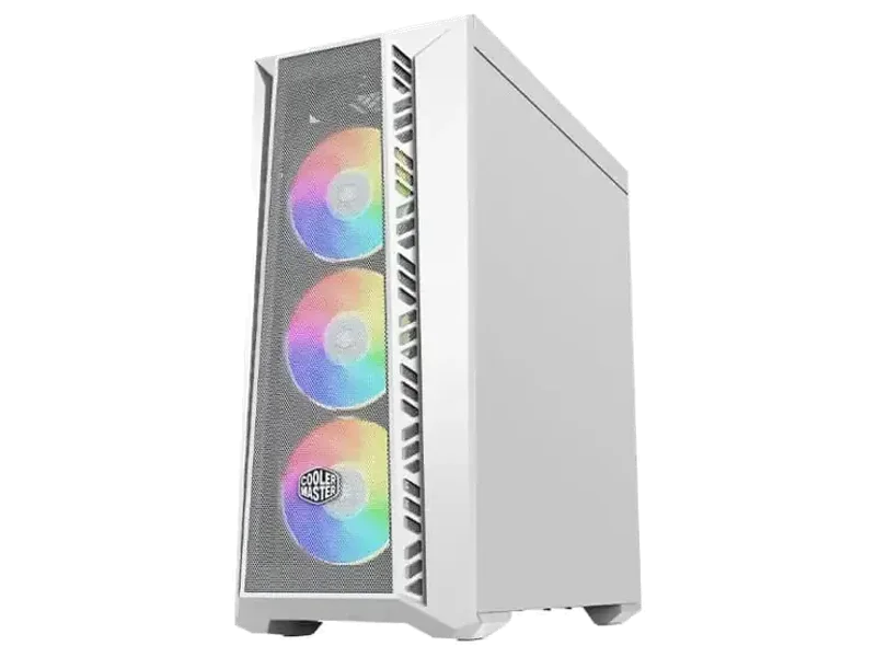 Cooler Master MasterBox 520 Mesh ARGB (E-ATX) Mid Tower Cabinet With Tempered Glass Side Panel And Argb/Pwm Hub (White) (MB520-WGNN-S00)