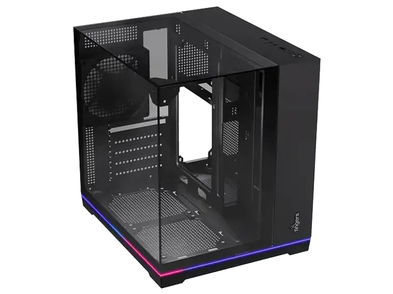 FINGERS GlowBox-L1 Micro ATX Computer Cabinet with Three-Sided Glass Panels