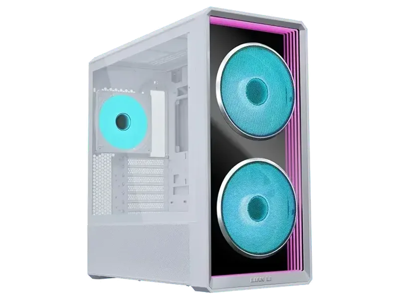 Lian Li LANCOOL 217 Infinity Mid-Tower PC Case – Tempered Glass Infinity Mirror Front Panel, Dual 170mm ARGB Fans, Modular PSU Mount, 380mm GPU Clearance, SSI-EEB Support, Adjustable I/O White