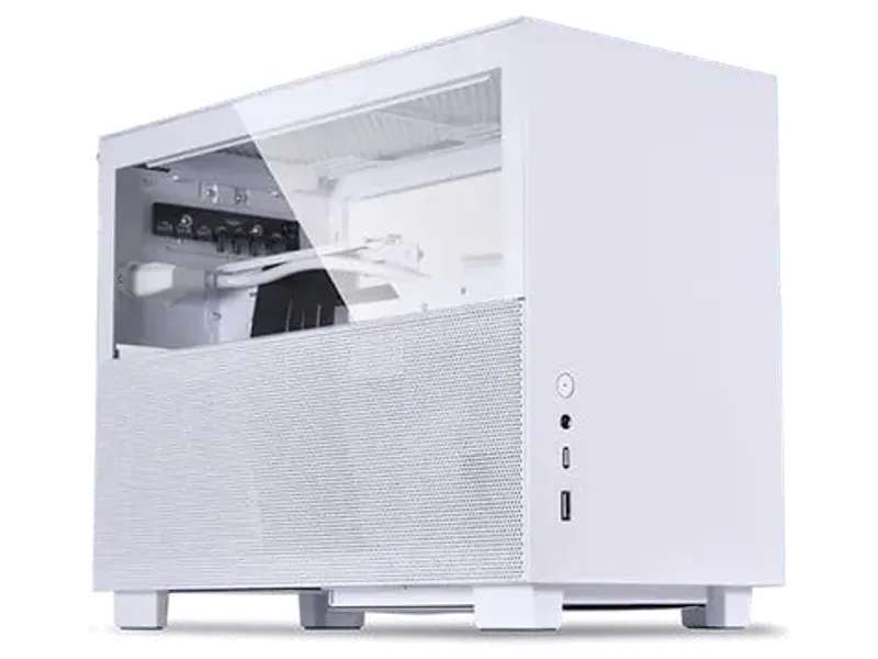LIAN LI Q58W3 ITX Mini Tower Cabinet With PCIe 3.0 Riser Cable (White)