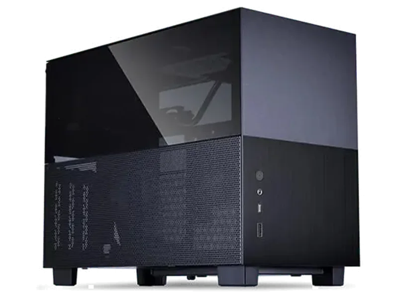 LIAN LI Q58X3 ITX Mini Tower Cabinet With PCIe 3.0 Riser Cable (Black)