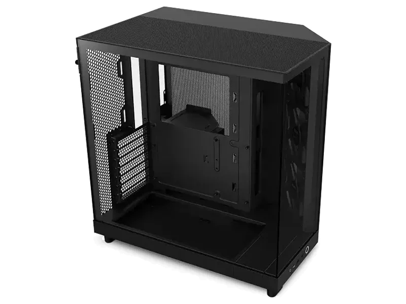NZXT H6 Flow | CC-H61FB-01 | Compact Dual-Chamber Mid-Tower Airflow Case | Panoramic Glass Panels | High-Performance Airflow Panels | Includes 3 x 120mm Fans | Cable Management | Black