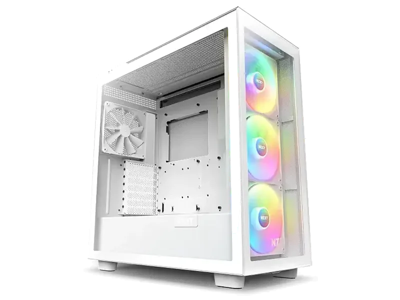 NZXT Tempered Glass H7 Elite Mid-Tower Computer Case/Gaming Cabinet - White | Support Mini-ITX, Micro-ATX, ATX | Pre-Installed 4 X 140mm Fans - Cm-H71Ew-02