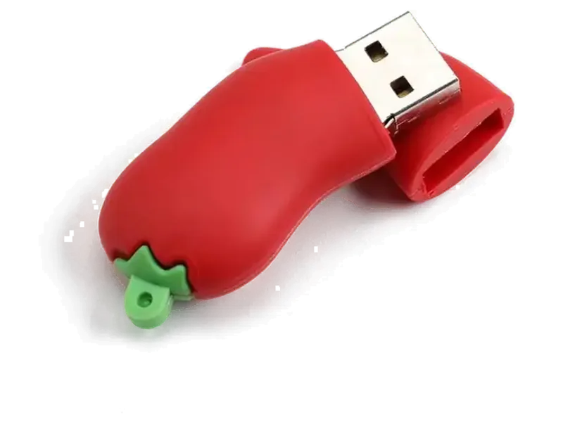 CleverlyGifted Red Chili Shaped USB Flash Drive, Silicon Rubber Housing, 2.0 Interface, 4GB-128GB Storage, Novelty Pen Drive for Data Storage (64, GB)