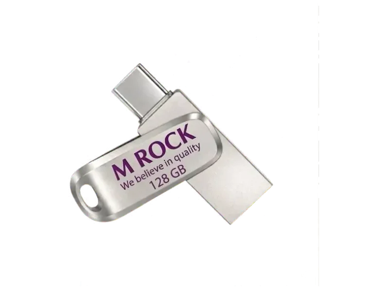 M Rock Ultra Dual Drive Luxe USB Type C Flash Drive. 128 GB OTG Drive Compatible with Mobile USB 3.1 Metal Case