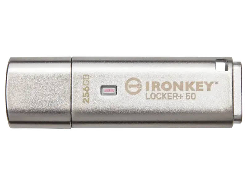 Kingston Ironkey Locker+ 50 256GB Encrypted USB Flash Drive | USB 3.2 Gen 1 | XTS-AES Protection & TAA Compliant | Multi-Password Security Options | IKLP50/256GB