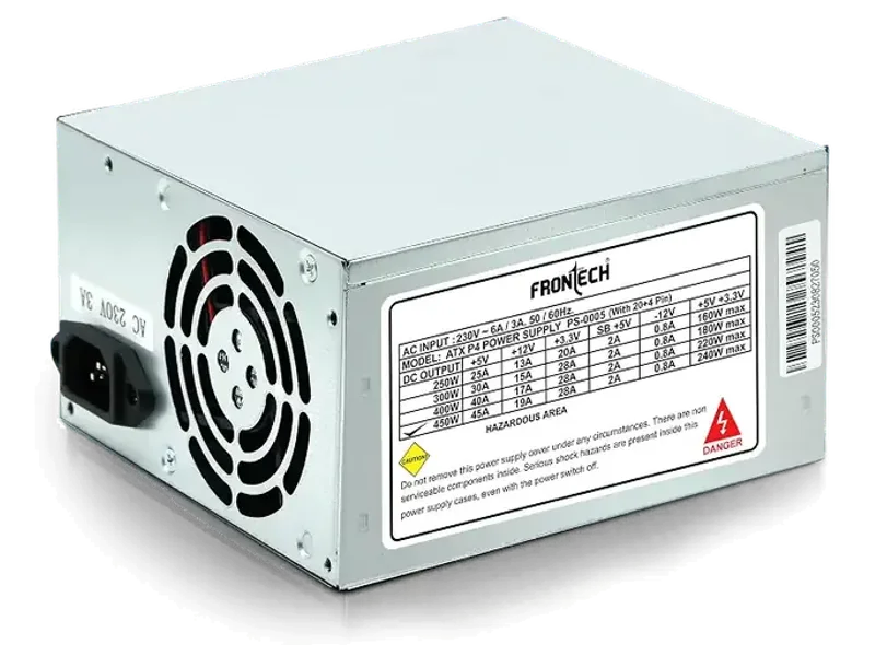FRONTECH 450 Watts SMPS Power Supply Unit, Compliant with ATX 12V, 20/24 Pin Main Power, Power Protection, (PS-0005, Grey)