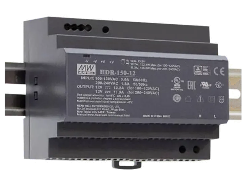 Mean Well power supply, HDR-150-12, 150 watt, 12 valt, 11.3 AMP, Din rail 150 Watts Computer PSU with 0 SATA Cables