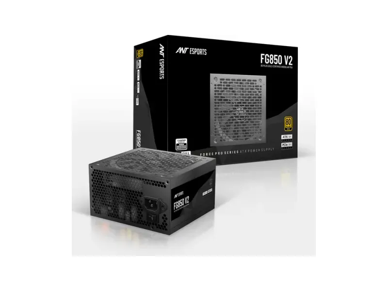 Ant Esports FG850V2 80 Plus Gold Certified Modular Gaming Power Supply I 120mm Silent Fan 850 Watts Gaming PSU with 8 SATA Cables