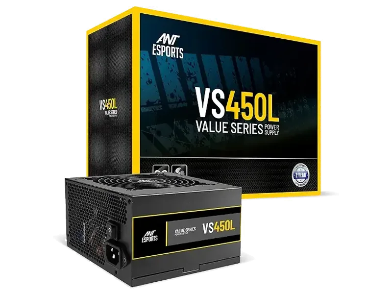 Ant Esports VS450L Non-Modular High Efficiency Gaming Power Supply/PSU with 1 x PCIe and 120mm Silent Fan
